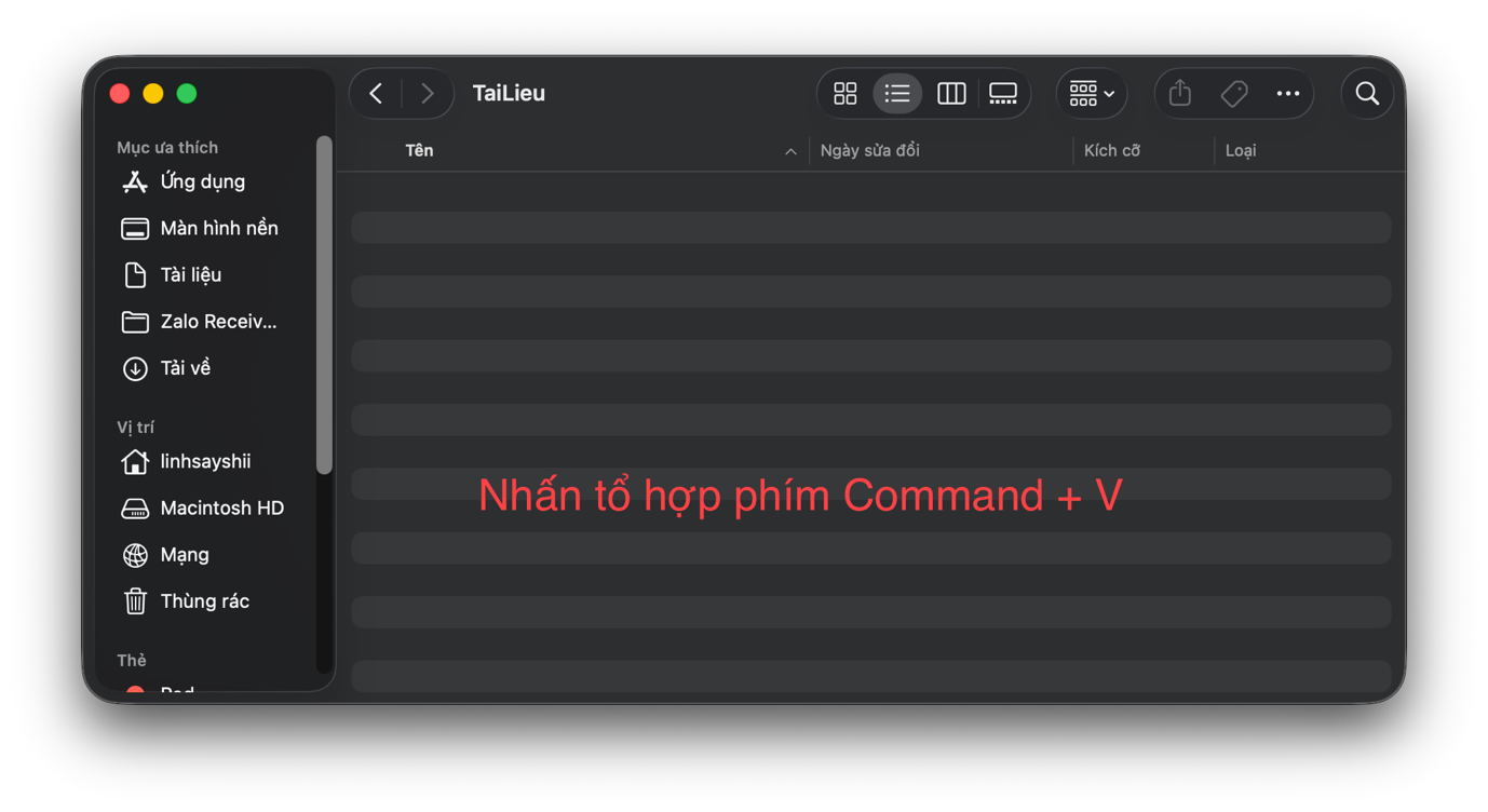 Dán file vào thư mục Tailieu