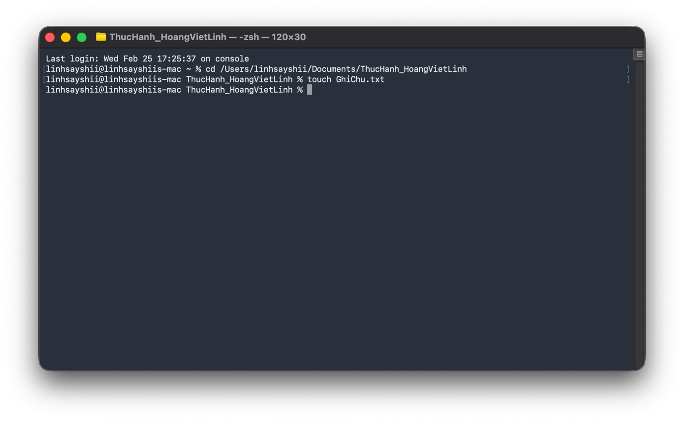 File GhiChu.txt được tạo trong Finder