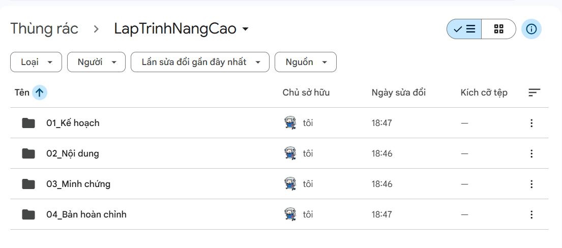 Cây thư mục Google Drive